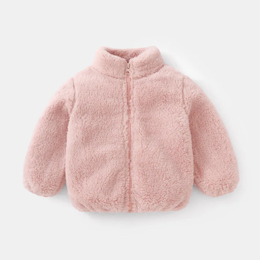 Boys Girls Solid Color Outerwear New Style Fashion Casual Plush Coats Simple Fashion Wear Casual Autumn Winter Jacket For Kids