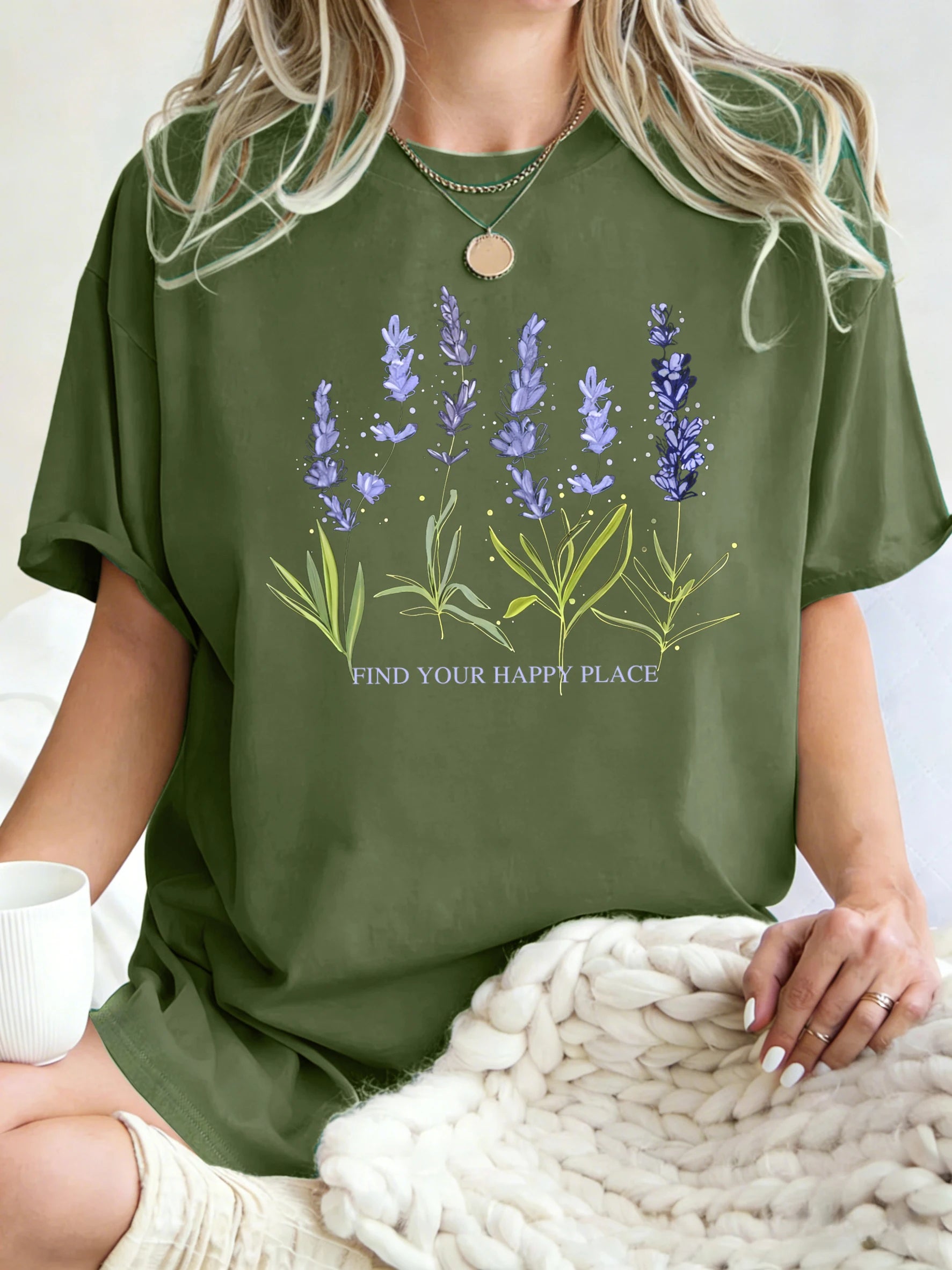 Beautiful Of Lavender Design Women T-Shirt Casual Breathable Short Sleeve Cotton Oversized Tops Summer O-Neck Woman T Shirts