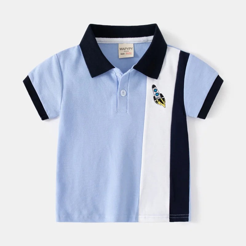 100%Cotton Boys Polo T Shirts Summer Children Clothing Toddler Boy Clothes Kids Top Basic White Black Shirt 2 to 3 4 5 6 7 Years
