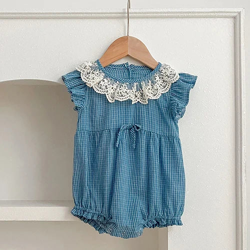 2024 New Summer Sisters Clothes Girls Princess Dress Toddler Baby Bodysuits Short Sleeved Cotton Print Kids Party Dress