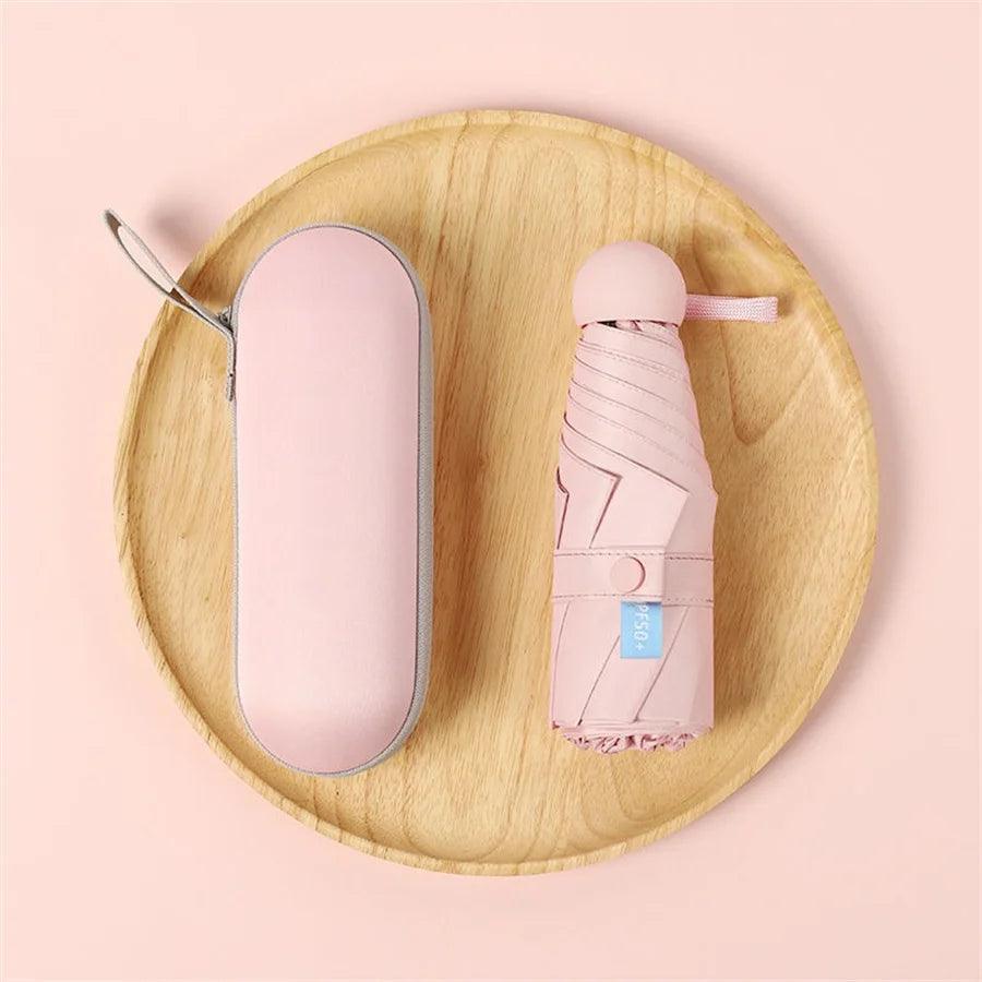 1pc Fashion Women Mini Folding Sun Umbrella UV Protection Portable Pocket Capsule Umbrellas with Box