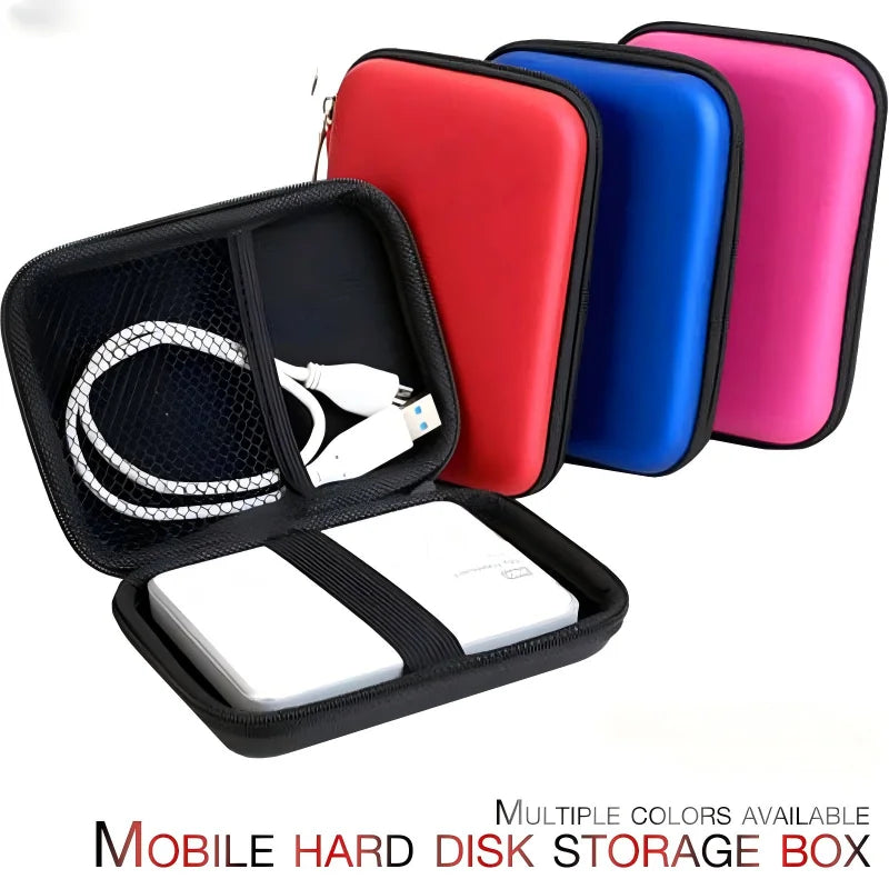 EVA Hard Drive Case Portable Shockproof Storage Bag for 2.5” External HDD SSD USB Data Cable Bluetooth Earphone Organizer Zipper