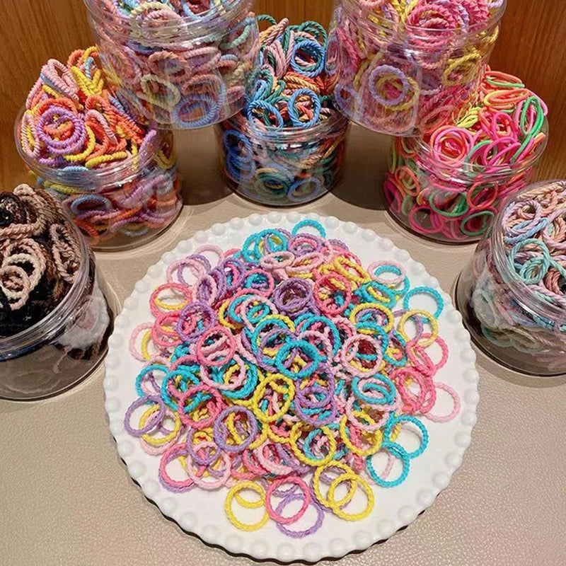 100pcs Children, Baby, Rubber Band, Girl, No Harm To Hair, Candy Colored Rubber Band, Ponytail, Headband, Tie Thumb, Headband
