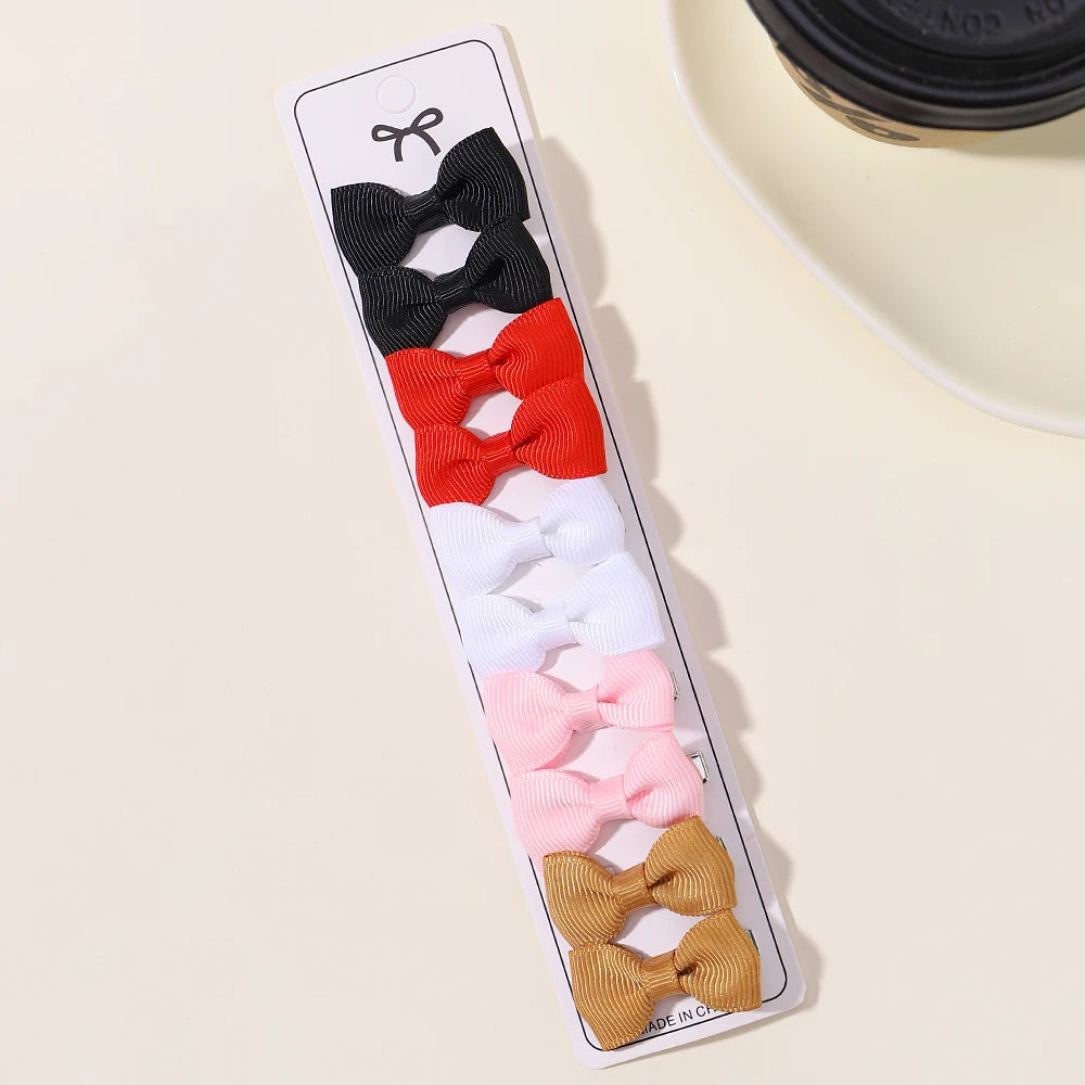 10Pcs Mini Lovely Bowknot Hairpins for Girls Hairgrips BB Clips Solid Color Hair Clip Baby Kids Bows Headdress Hair Accessories
