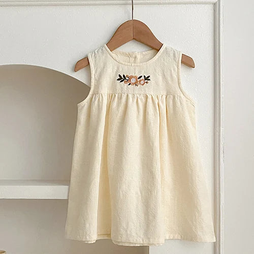 2024 New Summer Sisters Clothes Girls Princess Dress Toddler Baby Bodysuits Short Sleeved Cotton Print Kids Party Dress
