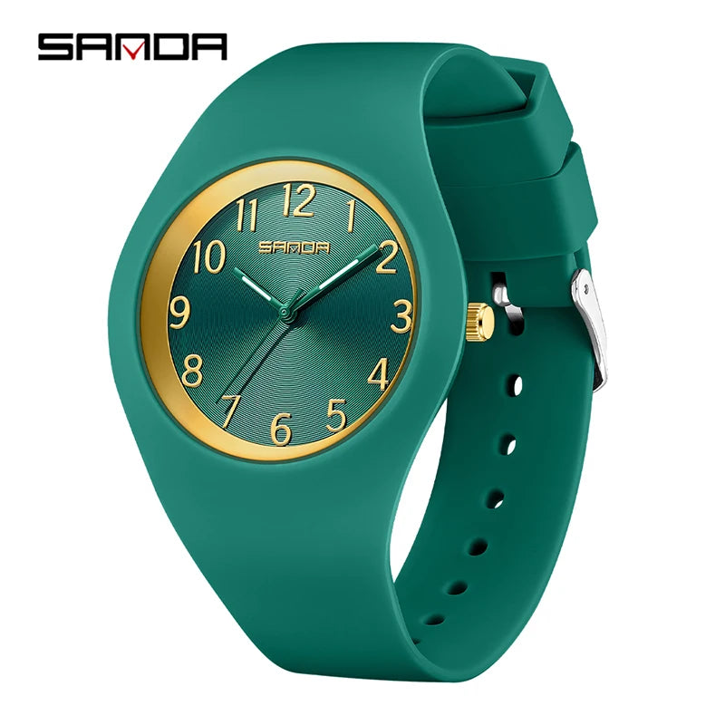 SANDA Fashion Ladies Children Quartz Watches for Boys Girls Kids Watch Waterproof Women Silicone Watchband Quartz Clock Gift
