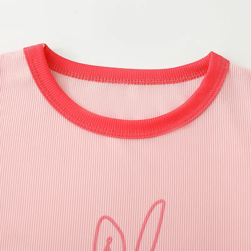 Candy Colored Short Sleeved T-shirt Girls Versatile and Stylish Cartoon Ice Silk Short Sleeves 3-8 Years Old Children Summer Top