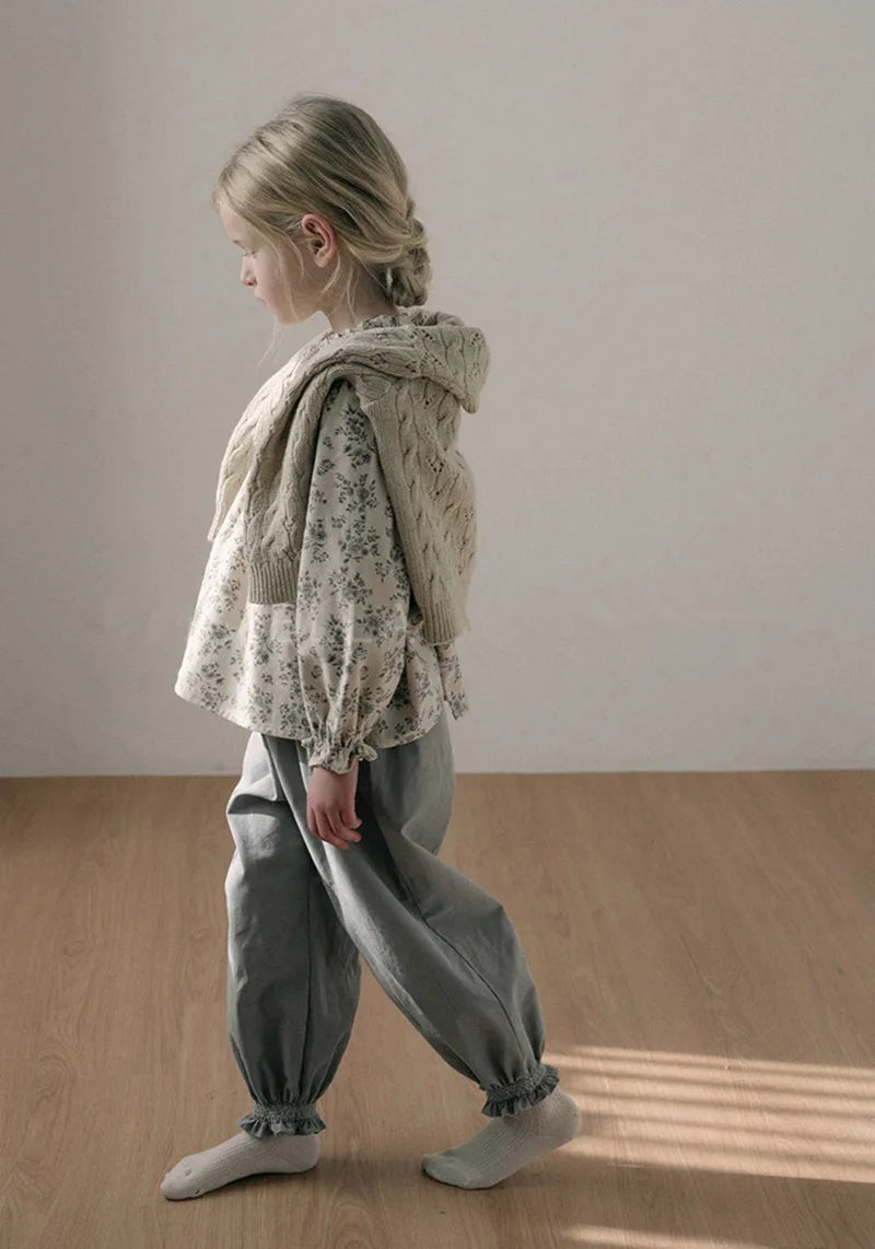 Lou 2025 Autumn Kids Blouse Top Warm Knit Sweaters Cardigan Winter Down Coat Outwear Floral Girl Casual Pant Clothing