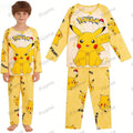 Full Sleeve Pokemon Anime Pikachu Children's Cartoon Pajamas Sets Teenager Home Clothes Kid Pyjamas Boy Sleepwear Adult Pyjamas