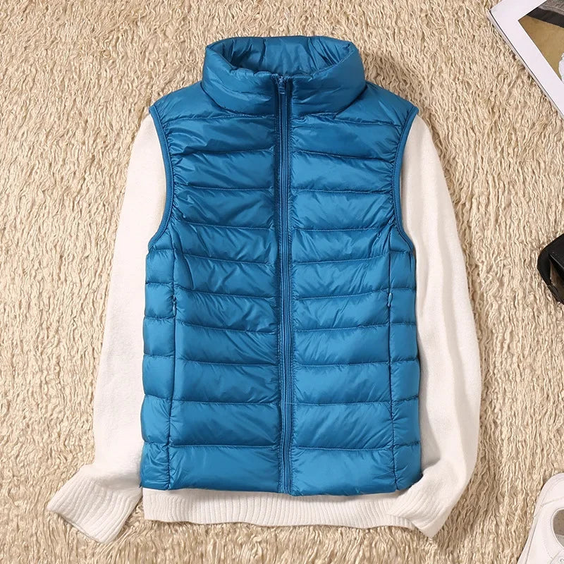 Winter Women's Down Jacket Sleeveless Cropped Puffer Jacket  Lightweight Nylon Coats Vest for Women Parkas Office Chaqueta
