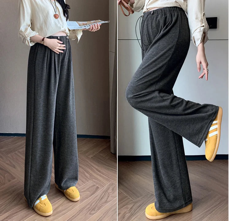 M-4XL Pregnant Women Cotton Fleece Radish Pants Autumn Ankle-length Maternity Corduroy Trousers High Waist Pregnancy Sweatpants