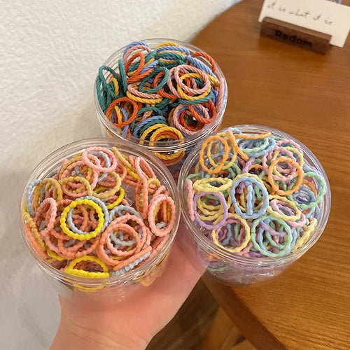 100Pcs/bag Children's Rubber Band Girls Tie Hair Without Hurting Good Elasticity Durable Headband Infant Cute Baby Thumb