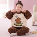 Flannel Pajamas For Boy Flannel Warm Pyjamas Kids Thicken Cartoon Teens Sleepwear Cute Big Boys Girls Night Clothes 10 12 14 16Y