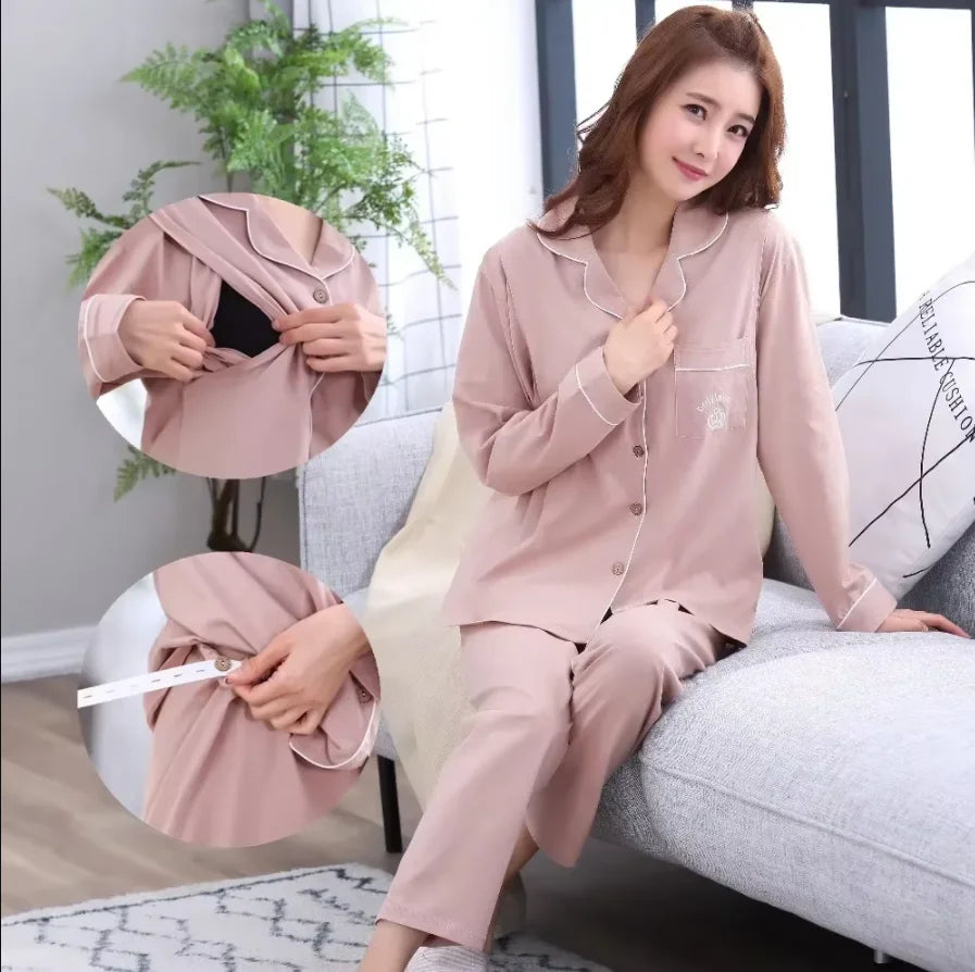 Breastfeeding Pajamas Breast Feeding Nightwear Maternity Nursing Pajama Sets Autumn Maternity Nursing Sleepwear Pregnancy Pyjama
