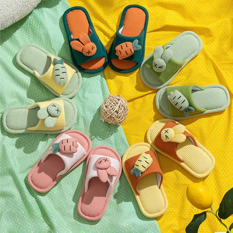 Kids' Slippers Rabbit Cotton Four Seasons Household Parenting Boys Girls Cartoon Summer Indoor Children's Fish Mouth Slippers
