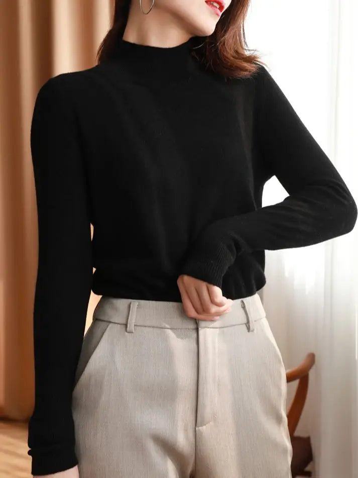 autumn winter chic bottom sweaters women fashion turtleneck pullover slim cashmere 2026 knitted Jumper Soft Warm Pull Femme