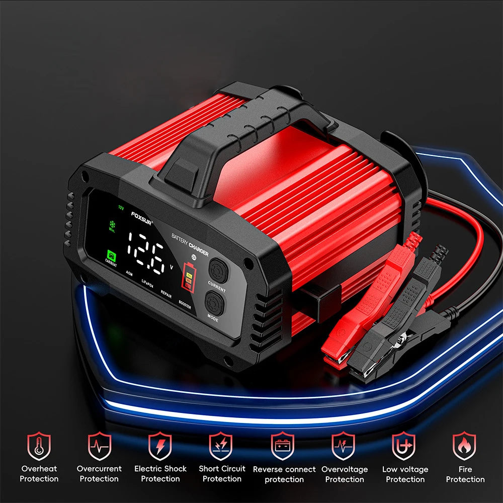 15A/24V 25A/12V Automobile Battery Chargers High Power Intelligent Booster Pulse Repair Car Battery Storage Cell Charging Device