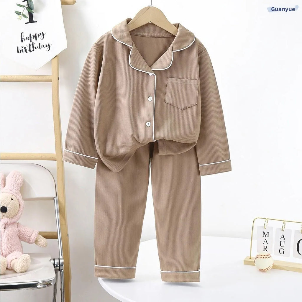 New Arrival Children's Sleepwear Long Sleeve Home Clothes Set for Boys And Girls Soft Breathable Polyester Fiber Harlan Pants