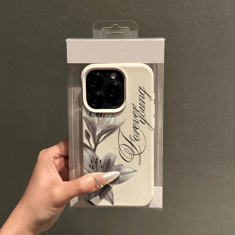 Ink-style Lily Pattern Phone Case For iPhone 17 Pro Max 16 15 14 13 12 11 XS Max X XR 7 8 Plus 16E 17 Air Shockproof Soft Cover