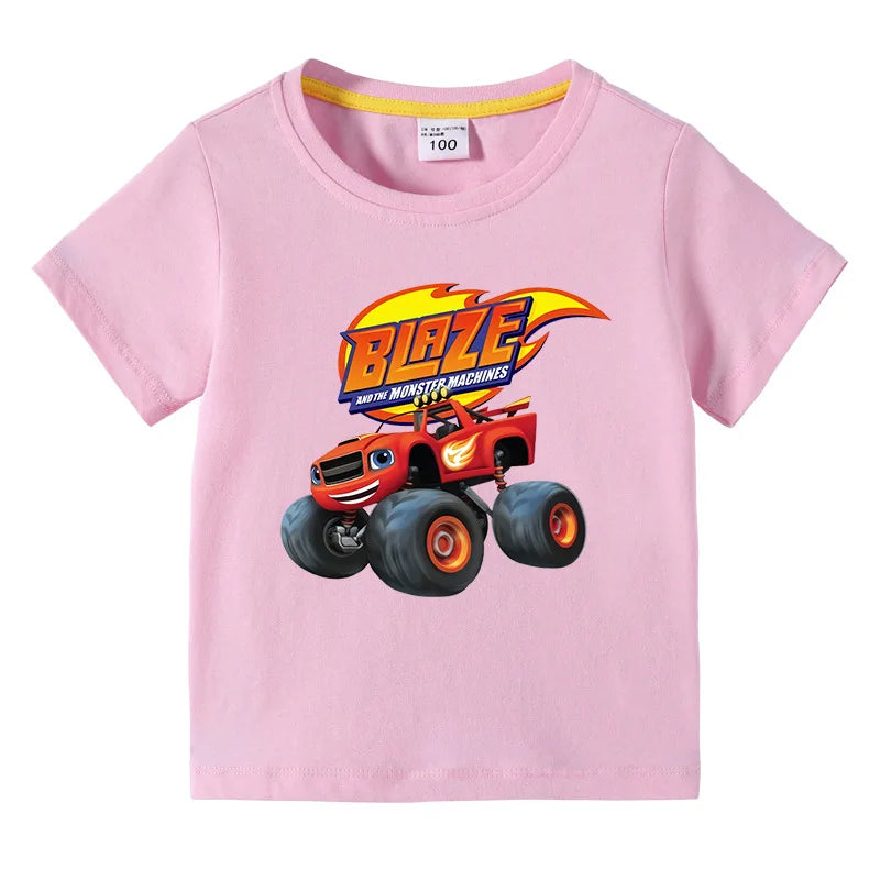 Blaze And The Monster Machines Cartoon Kids Funny T-Shirts Baby Boys Cool Summer T shirt Children Tops Girls Clothes 1-10Y