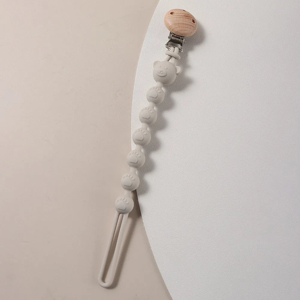 Silicone Pacifier Clip Baby Cartoon Bear Paw Cute Pacifier Chain for Newborn Teething Soother Dummy Clips Beaded