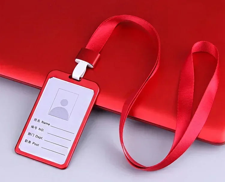 1 Pcs Aluminum Alloy Card Cover Case Bank Business Work Card Holder with ABS Retractable Badge Reel Credit ID Card Badge Bag