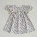 2024 New Summer Sister Clothing Kids Princess Dresses Infant Baby Jumpsuit Short Sleeved Cotton Print Baby Girl Party Dress