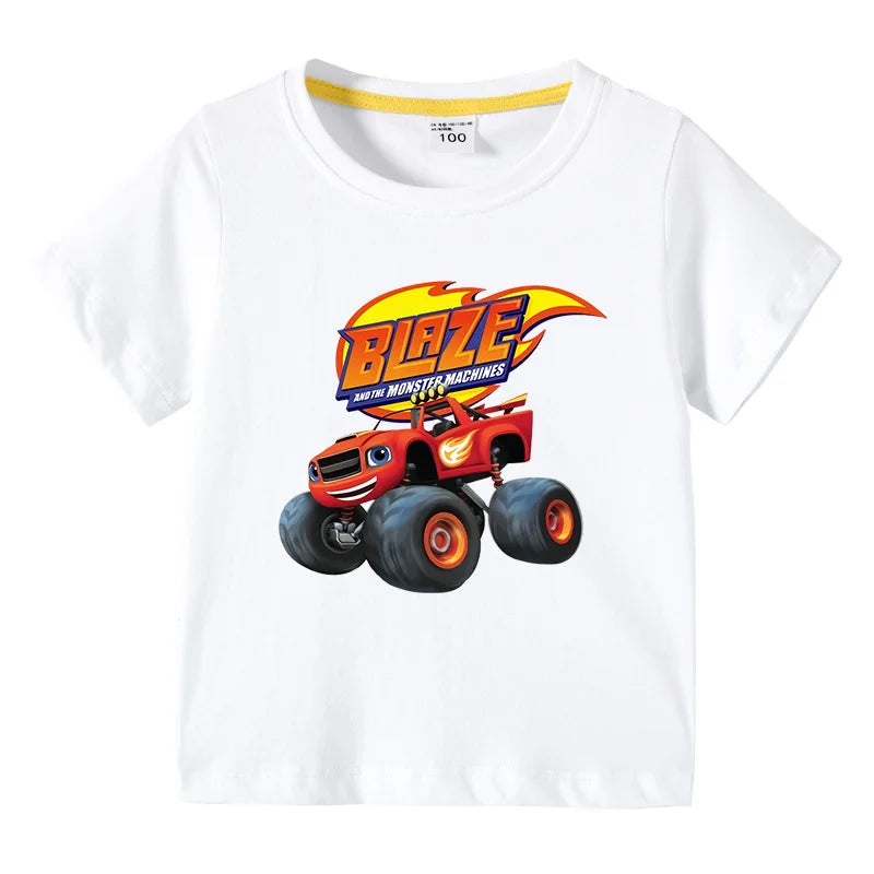 Blaze And The Monster Machines Cartoon Kids Funny T-Shirts Baby Boys Cool Summer T shirt Children Tops Girls Clothes 1-10Y