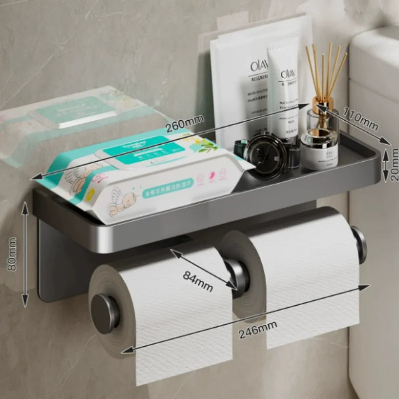 Wall Mount Aluminum Alloy Toilet Paper Roll Holder Durable Tissue Rack Bathroom Hardware Accessory