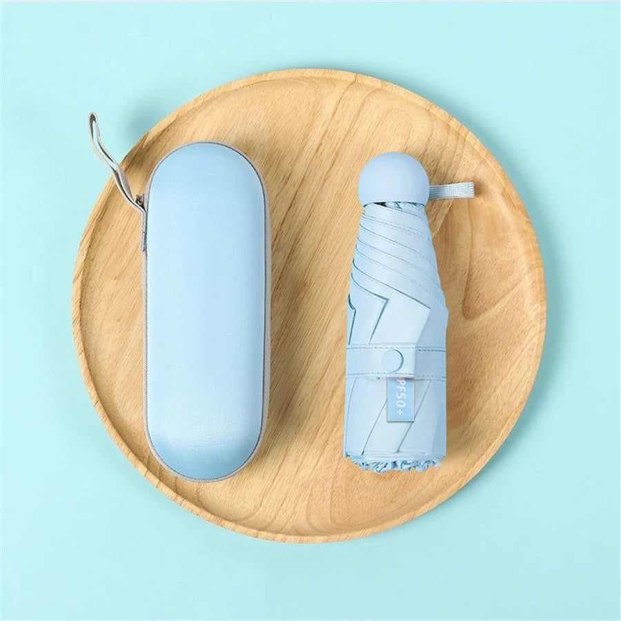 1pc Fashion Women Mini Folding Sun Umbrella UV Protection Portable Pocket Capsule Umbrellas with Box