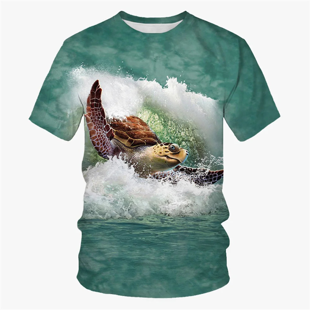 Sea Turtle Pattern T-Shirt for a Boy Girls Clothes Boy T-Shirts Fashion Short Sleeve Boys Clothes Round Neck Children's T-Shirt