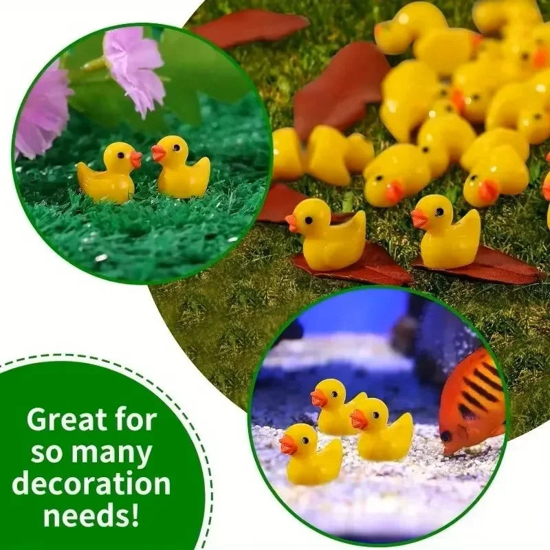 Mini Resin Ducks Bulk Tiny Ducks for Potted Miniature Decoration Garden Dollhouse Cake Decoration DIY Craft Charms Party Toys