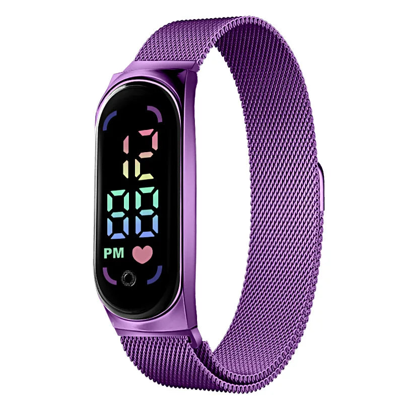 New Magnetic LED Electronic Watch, Student Sports Alloy Bracelet, Gift Children's Electronic Watch