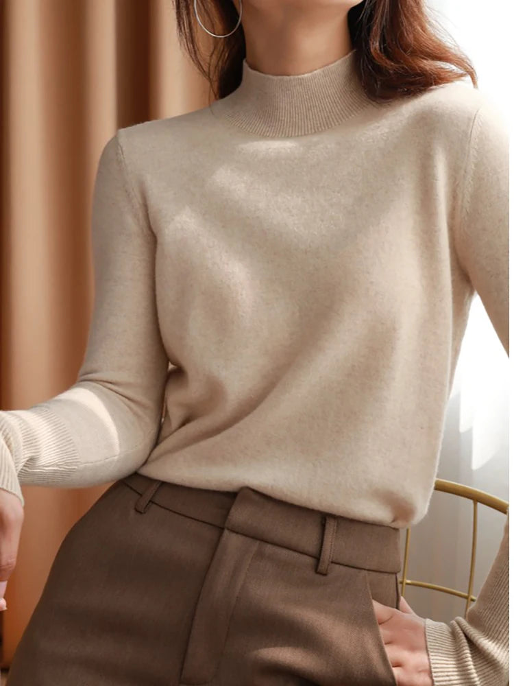 autumn winter chic bottom sweaters women fashion turtleneck pullover slim cashmere 2026 knitted Jumper Soft Warm Pull Femme