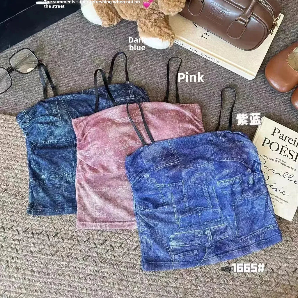 Fashionable Short Sleeveless Tank Top Women's Summer New Style Sexy Girl Style Pure Desire Stylish Strap Vest Quality Top