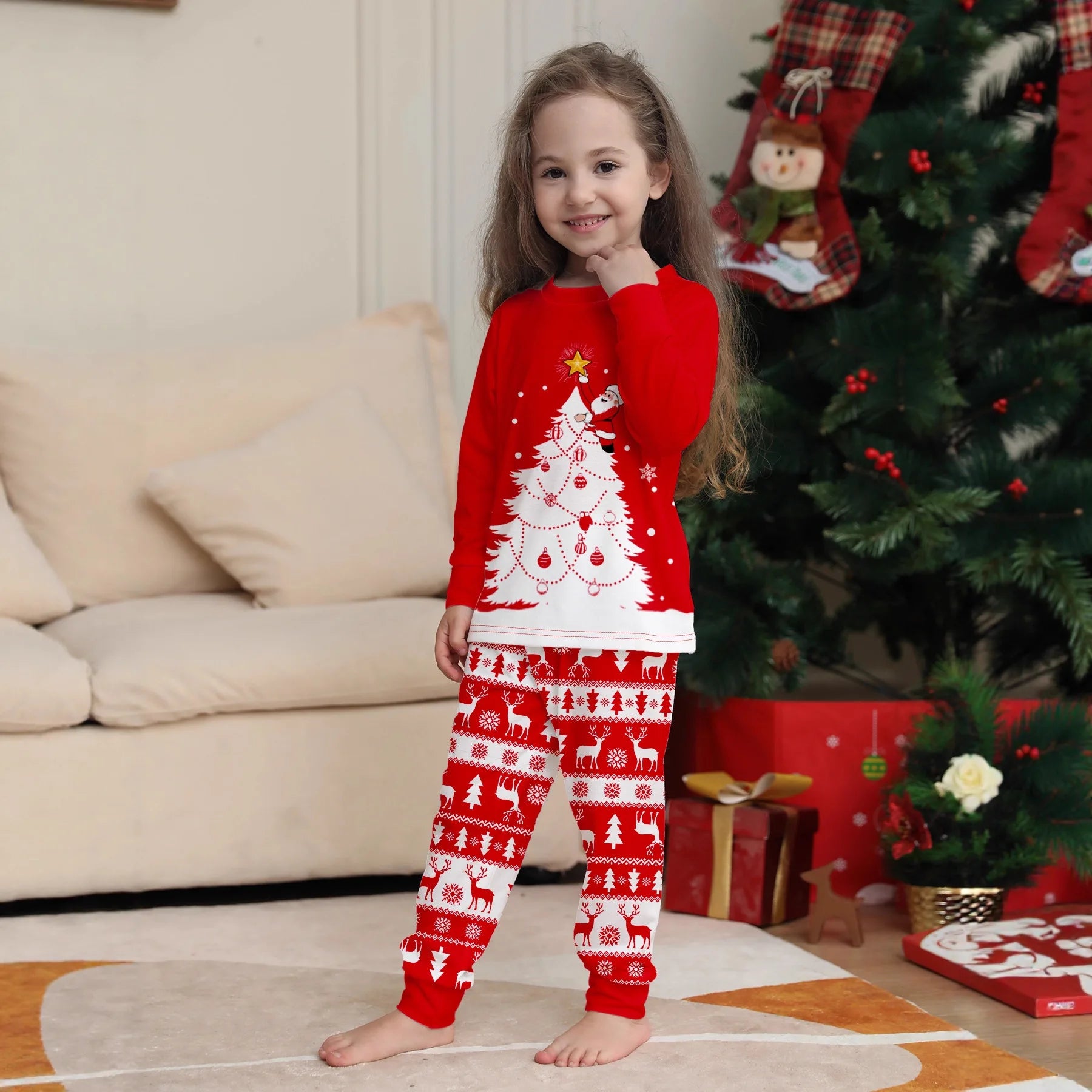 2026 New Christmas Family Look Pajamas Short Sleeve O Neck Sleepwear Dad Mom Kids Matching Pajamas Set Cute Print 2 Pieces Suit