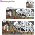 Large Japan White Skull Gaming Mouse Pad Thick Non Slip Rubber Stitched Edge Oversized Desk Mat For PC Gamer Laptop Durable