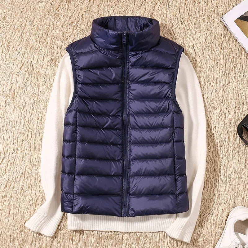Winter Women's Down Jacket Sleeveless Cropped Puffer Jacket  Lightweight Nylon Coats Vest for Women Parkas Office Chaqueta