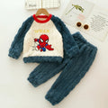 Winter Marvel Children Clothing Boys Sleepwear Set Flannel Thick Long Sleeve Warm Set Pajamas Two Pieces Kids Clothes