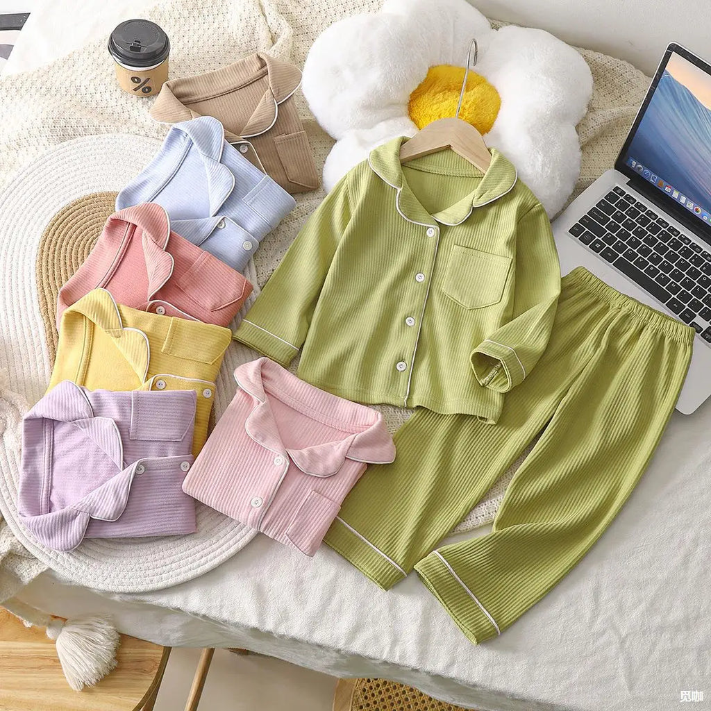 Teenager Boy Girl Pajamas Set Kids Spring Autumn Cute Baby Sleepwear Long Sleeve Birthday Gift School Loungewear 1-16Y Pijamas