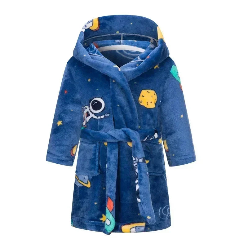 Kids Bathrobe for Girl Children Clothing Girl Flannel Bath Robe Clothes Boy Cartoon Night Robe Kids Pajamas For Girl 2-12 years