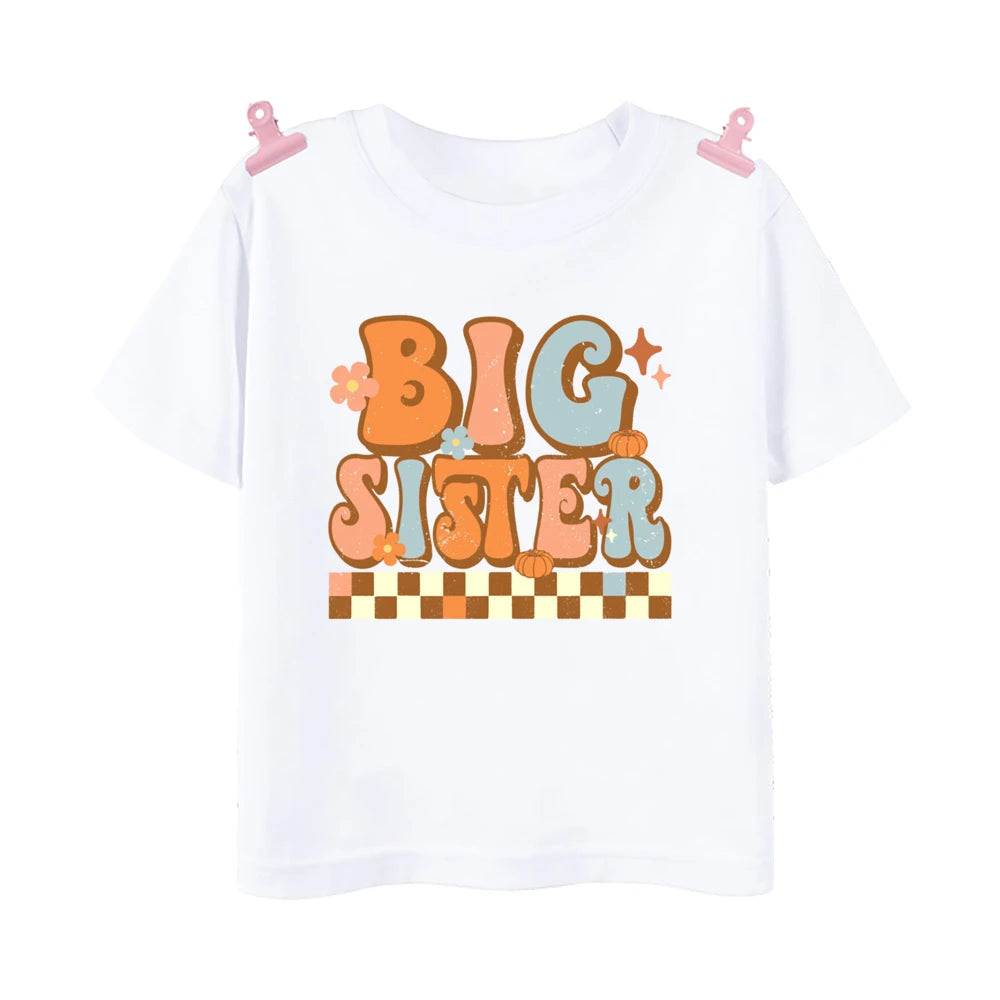 Big Bro Big Sis Little Bro Lilttle Sis Print Family Matching Shirt Boys Girls Sibling Tee T-shirt Kids Summer Short Sleeve Tops
