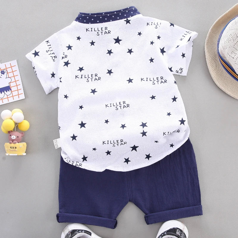 2024 Summer Casual Clothes Fashion Baby Boy's Suit Set Top Shorts 2PCS Baby Clothing Set For Boys Infant Suits Kids Clothes
