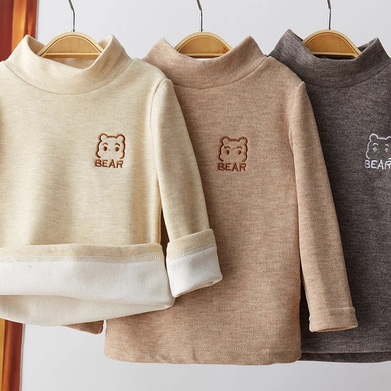 Children's Tops for Girls Autumn Turtleneck Long Sleeve T-shirts Boys Winter Warm Bottoming Shirts Sweatshirts Kids Clothing New