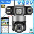 12MP 6K Three Lens Three Screens Wifi Camera Bright White Light Night Vision Outdoor ICsee Surveillance Camera Human Detection