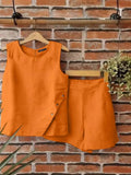 ZANZEA Casual Loose Sleeveless Tank and Shorts Women Summer 2pcs Short Sets Fashion Solid Tracksuit Sexy Pocket Matching Suits