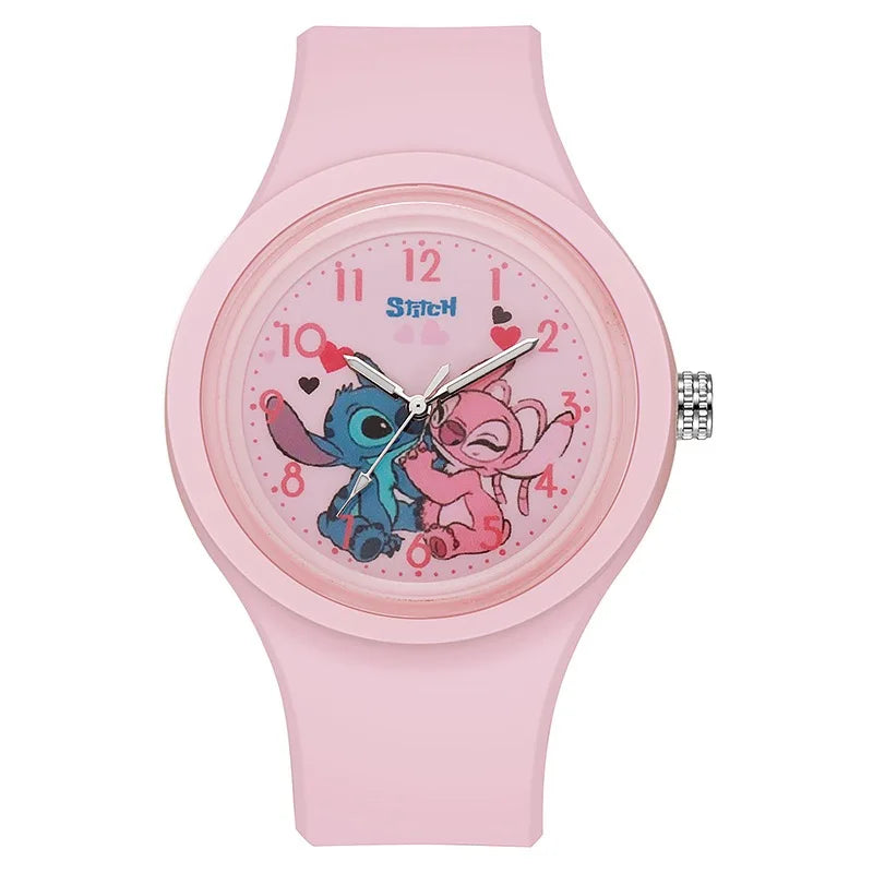 Stitch Boy and Girl Cartoon Children's Watch Fashion Student Watch Quartz Dial Silicone Sports Strap Holiday Gift