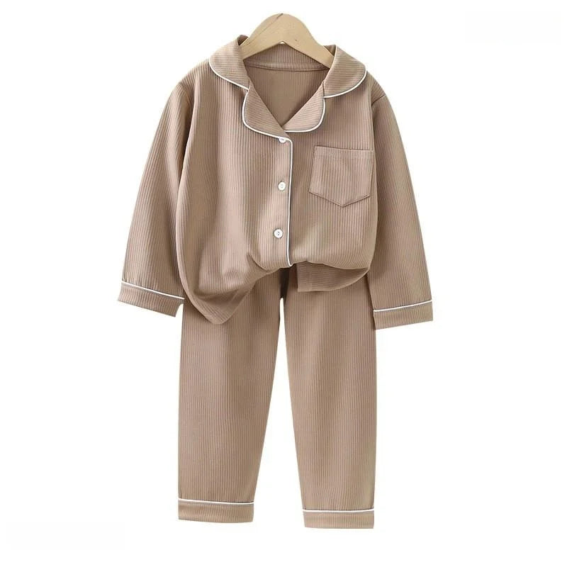 New Arrival Children's Sleepwear Long Sleeve Home Clothes Set for Boys And Girls Soft Breathable Polyester Fiber Harlan Pants