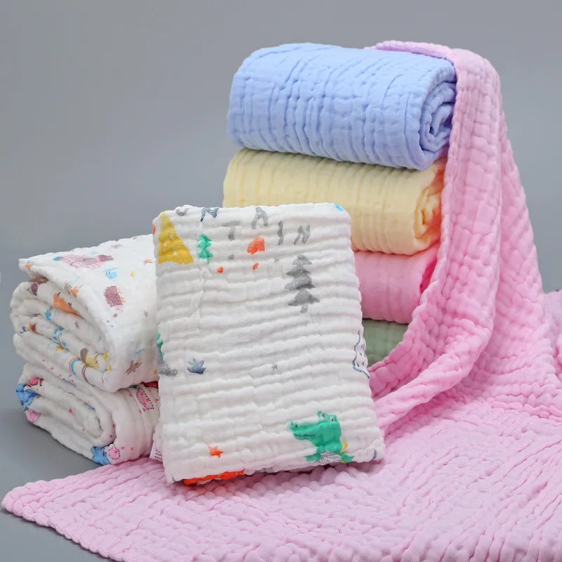6 Layers Muslin Swaddle Baby Blankets Newborn Cotton Baby Blanket Bath Quilt Solid Newborn Swaddle Baby Boy Girl Blanket