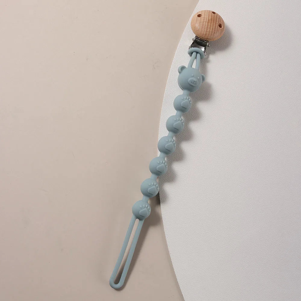 Silicone Pacifier Clip Baby Cartoon Bear Paw Cute Pacifier Chain for Newborn Teething Soother Dummy Clips Beaded